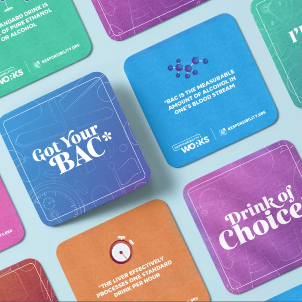 Responsibility Works promotion coasters