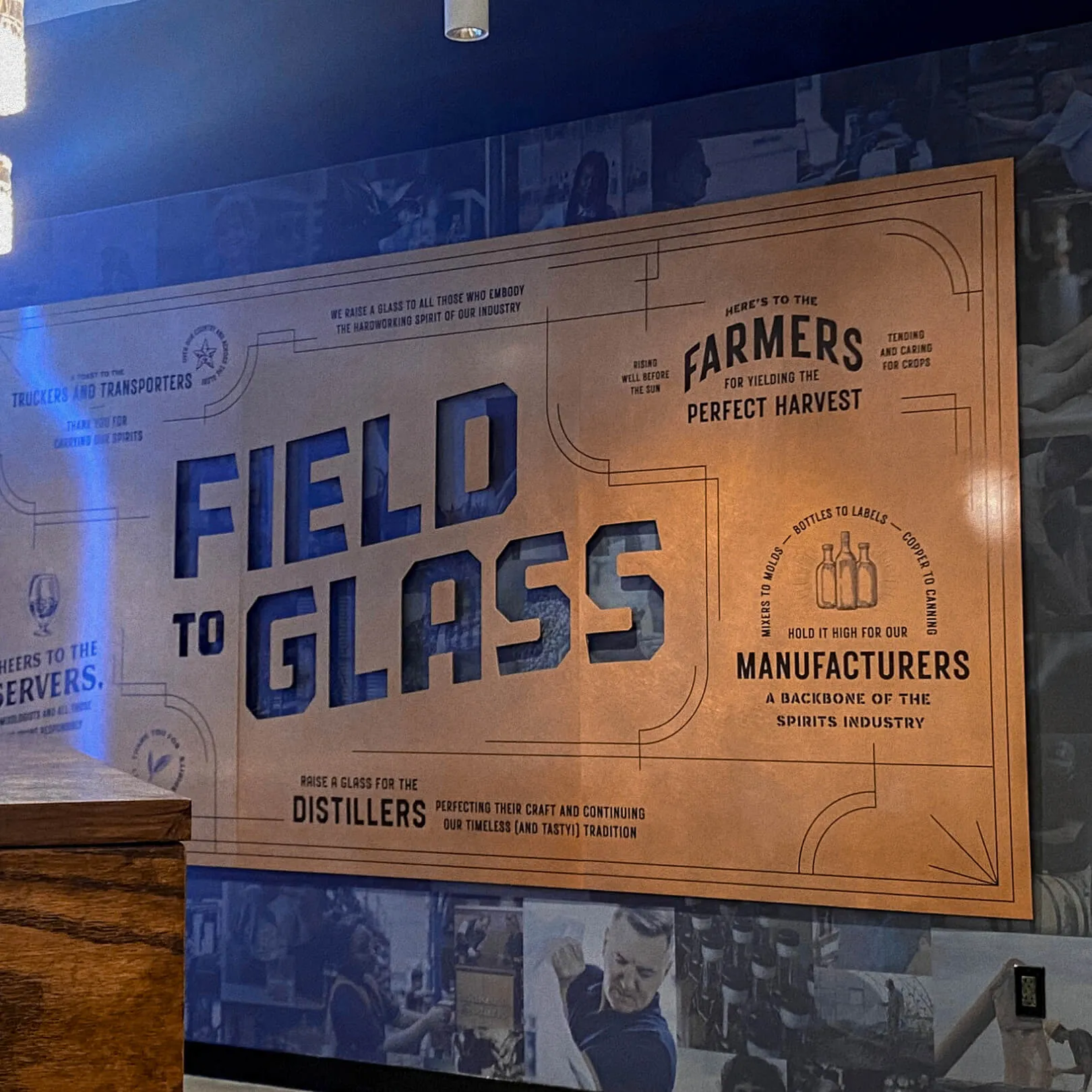 Field to Glass Copper Wall Installation